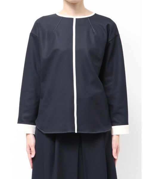TONAL(トーナル)の「ウォームツイル配色STクルーブラウス(シャツ/ブラウス・レディース・ベージュ/ブラウン/ネイビー/オフホワイト/その他・MEDIUM)」の8枚目の写真