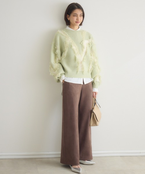 KATHARINE ROSS（キャサリンロス）の「【PILLINI/ピリーニ】シャギージャガードプルオーバー（ニット/セーター・レディース・ライトグリーン/ベージュ・FREE）」の6枚目の写真