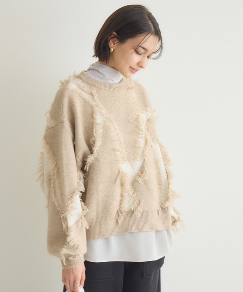 KATHARINE ROSS（キャサリンロス）の「【PILLINI/ピリーニ】シャギージャガードプルオーバー（ニット/セーター・レディース・ライトグリーン/ベージュ・FREE）」の10枚目の写真