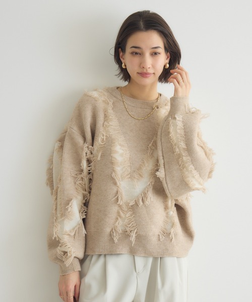 KATHARINE ROSS（キャサリンロス）の「【PILLINI/ピリーニ】シャギージャガードプルオーバー（ニット/セーター・レディース・ライトグリーン/ベージュ・FREE）」の9枚目の写真