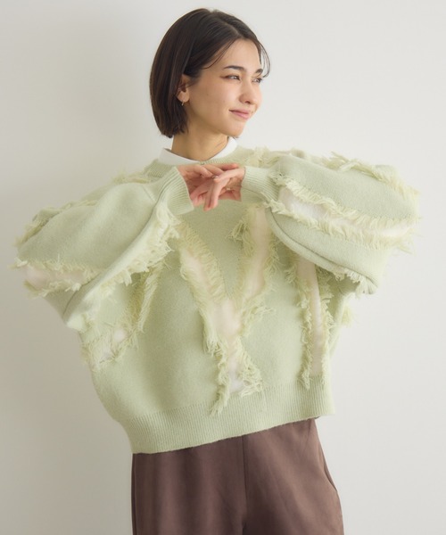 KATHARINE ROSS（キャサリンロス）の「【PILLINI/ピリーニ】シャギージャガードプルオーバー（ニット/セーター・レディース・ライトグリーン/ベージュ・FREE）」の14枚目の写真