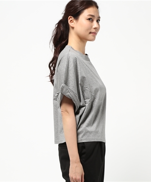 OUTLET（アウトレット）の「【Discoat Petit】シルケット袖ロールアップビッグT（Tシャツ/カットソー・レディース・杢グレー/ホワイト・LARGE/MEDIUM）」の4枚目の写真