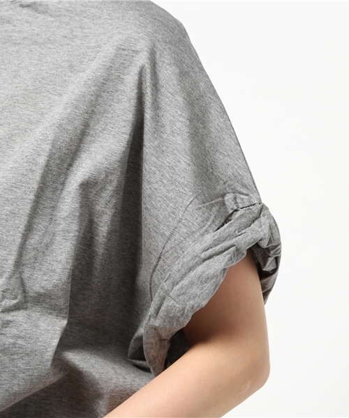 OUTLET（アウトレット）の「【Discoat Petit】シルケット袖ロールアップビッグT（Tシャツ/カットソー・レディース・杢グレー/ホワイト・LARGE/MEDIUM）」の7枚目の写真