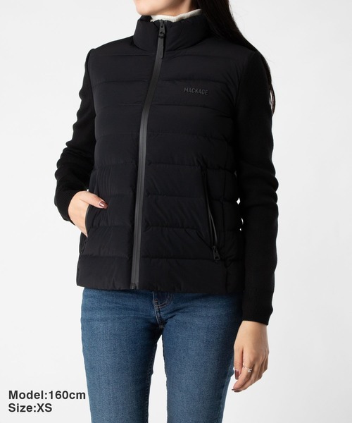Mackage(マッカージュ)の「Mackage OCEANE-CITY Mixed Media Jacket マッカージュ オセアンシティ ダウンジャケット(ダウンジャケット/コート・レディース・クリーム/ブラック・SMALL/MEDIUM/X-SMALL)」の3枚目の写真