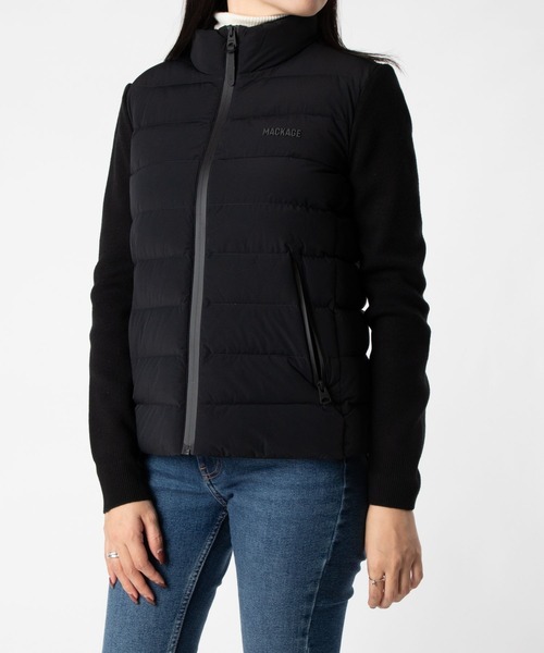 Mackage(マッカージュ)の「Mackage OCEANE-CITY Mixed Media Jacket マッカージュ オセアンシティ ダウンジャケット(ダウンジャケット/コート・レディース・クリーム/ブラック・SMALL/MEDIUM/X-SMALL)」の4枚目の写真