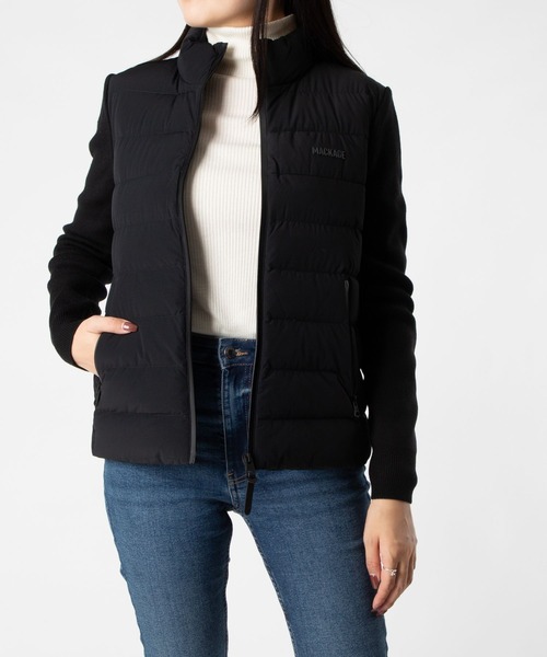 Mackage(マッカージュ)の「Mackage OCEANE-CITY Mixed Media Jacket マッカージュ オセアンシティ ダウンジャケット(ダウンジャケット/コート・レディース・クリーム/ブラック・SMALL/MEDIUM/X-SMALL)」の5枚目の写真