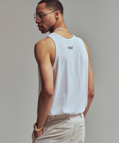 ERER(エルエル)の「メンズ ベーシック タンクトップ ホワイト(Tシャツ/カットソー・レディース・ホワイト・3/4)」の3枚目の写真