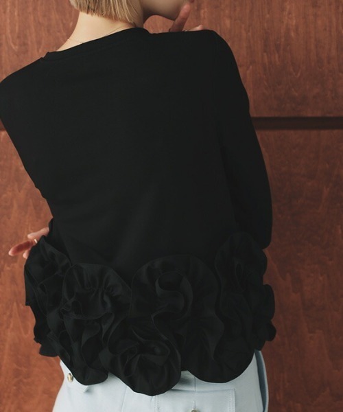 deux amour（ドゥーザムール）の「裾フラワーフリル長袖トップス（その他トップス・レディース・ブラウン/ホワイト/ブラック・FREE）」の3枚目の写真