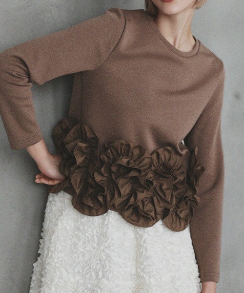 deux amour（ドゥーザムール）の「裾フラワーフリル長袖トップス（その他トップス・レディース・ブラウン/ホワイト/ブラック・FREE）」の16枚目の写真