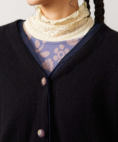 Jocomomola(ホコモモラ)の「Peludo Vネックニットカーディガン(カーディガン/ボレロ・レディース・ミント/ブラック・40)」の12枚目の写真