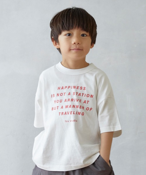 FOV(フォブ)の「フォブ HAPPINESS Tシャツ(Tシャツ/カットソー・キッズ・ブラック/ホワイト/ベージュ系その他・S/M/L/XL)」の2枚目の写真