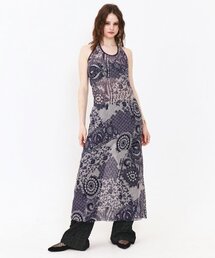 SETSETSET（セットセットセット）の「HALTER NECK CROCHER KNIT DRESS DARK PURPLE（ワンピース）」