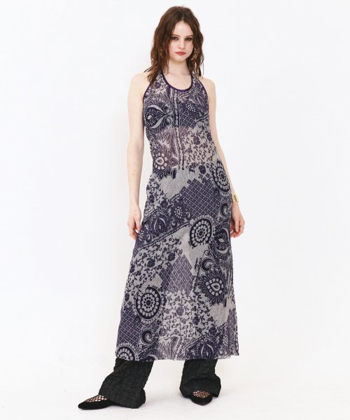 SETSETSET(セットセットセット)の「HALTER NECK CROCHER KNIT DRESS DARK PURPLE(ワンピース・レディース・その他・FREE)」の1枚目の写真