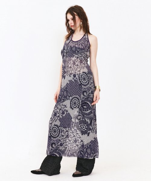 SETSETSET(セットセットセット)の「HALTER NECK CROCHER KNIT DRESS DARK PURPLE(ワンピース・レディース・その他・FREE)」の2枚目の写真