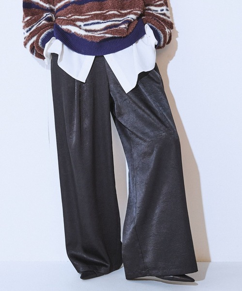JEANASIS（ジーナシス）の「アソートサテンイージーパンツ/634891（その他パンツ・レディース・ブラウン/オフホワイト/ブラウン系その他/ブラック・FREE）」の3枚目の写真