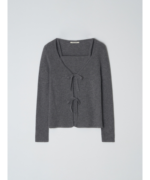 BEMUSE MANSION(ビミューズマンション)の「Ribbon layered cardigan - Melange gray(カーディガン/ボレロ・レディース・グレー・FREE)」の4枚目の写真