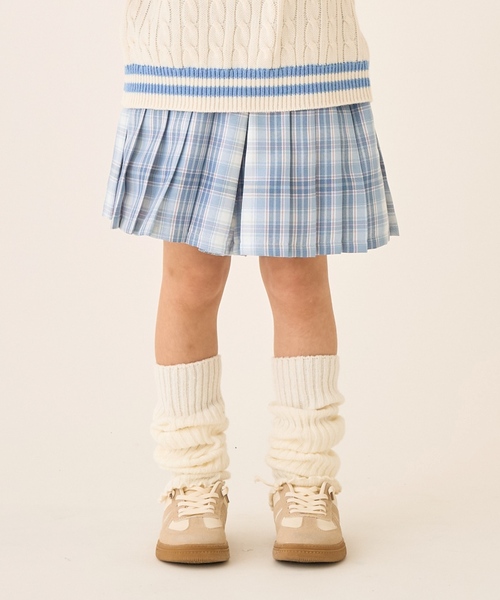 minimal（ミニマル）の「T/Rチェックプリーツキュロット（スカート・キッズ・ピンク/チャコール/オフホワイト・100cm/110cm/120cm/130cm/140cm/90cm）」の2枚目の写真