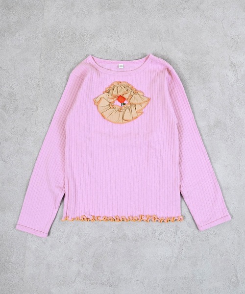 MARKEY'S(マーキーズ)の「サテンフリルリブカットソー(Tシャツ/カットソー・キッズ・グレー/ライトブルー/ピンク・80/90/100/110/120/130/140/150)」の3枚目の写真