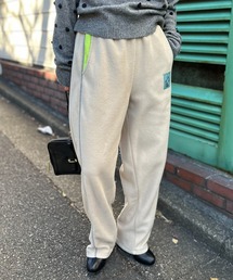 mi via loca | 配色フリースボア バレルレッグカーブパンツ(スウェットパンツ)