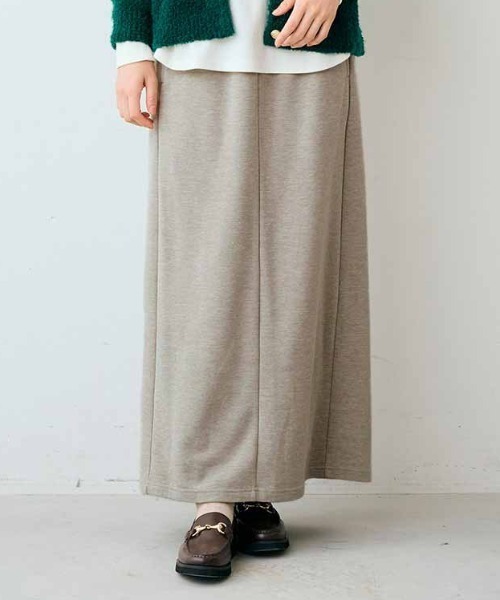 Live in comfort(リブインコンフォート)の「リブ イン コンフォート 外でも家でも極上のあたたかさ! リラックス裏ボアカットソーロングスカート(スカート・レディース・グレイッシュベージュ/ブラック・MP/S/M/L/LL/3L/4L)」の2枚目の写真