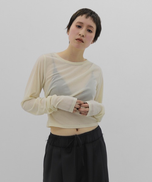 lit(リット)の「Velor Twist Tops(Tシャツ/カットソー・レディース・ダークブラウン/ブラック/アイボリー・FREE)」の2枚目の写真