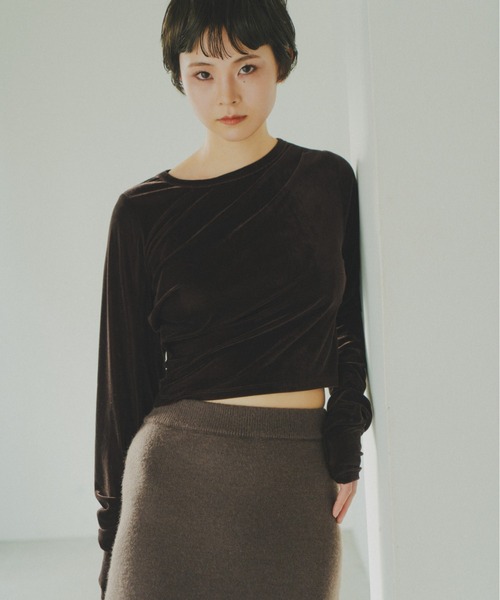 lit(リット)の「Velor Twist Tops(Tシャツ/カットソー・レディース・ダークブラウン/ブラック/アイボリー・FREE)」の5枚目の写真