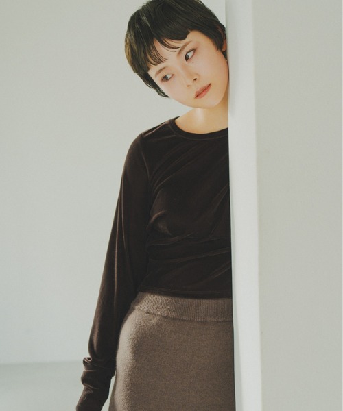 lit(リット)の「Velor Twist Tops(Tシャツ/カットソー・レディース・ダークブラウン/ブラック/アイボリー・FREE)」の6枚目の写真
