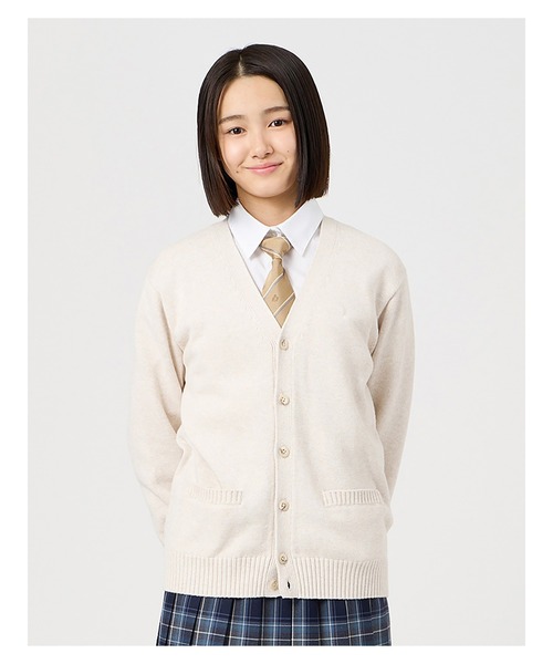 EASTBOY(イーストボーイ)の「カーディガン カラー 綿 7G ニット 女子 制服 学生服 中学生 高校生 スクール 中学生 高校生(カーディガン/ボレロ・キッズ・グレー/ネイビー系/キャメル/オートミール/エンジ・9号/11号/13号)」の2枚目の写真