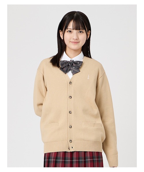 EASTBOY(イーストボーイ)の「カーディガン カラー 綿 7G ニット 女子 制服 学生服 中学生 高校生 スクール 中学生 高校生(カーディガン/ボレロ・キッズ・グレー/ネイビー系/キャメル/オートミール/エンジ・9号/11号/13号)」の4枚目の写真
