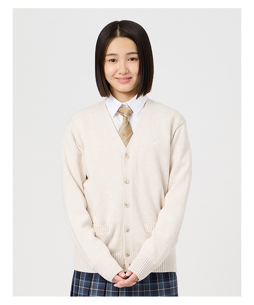 EASTBOY(イーストボーイ)の「カーディガン カラー 綿 7G ニット 女子 制服 学生服 中学生 高校生 スクール 中学生 高校生(カーディガン/ボレロ・キッズ・グレー/ネイビー系/キャメル/オートミール/エンジ・9号/11号/13号)」の9枚目の写真