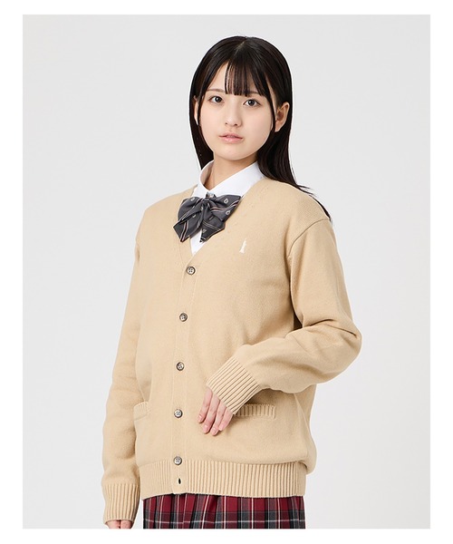EASTBOY(イーストボーイ)の「カーディガン カラー 綿 7G ニット 女子 制服 学生服 中学生 高校生 スクール 中学生 高校生(カーディガン/ボレロ・キッズ・グレー/ネイビー系/キャメル/オートミール/エンジ・9号/11号/13号)」の15枚目の写真