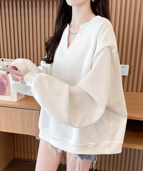 SallyLunn（サリーラン）の「キーネックトレーナー（スウェット・レディース・ベージュ/ホワイト/スミクロ・LARGE/MEDIUM）」の15枚目の写真