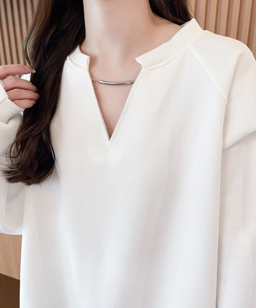 SallyLunn（サリーラン）の「キーネックトレーナー（スウェット・レディース・ベージュ/ホワイト/スミクロ・LARGE/MEDIUM）」の14枚目の写真