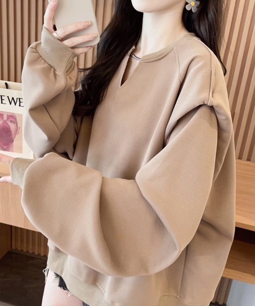 SallyLunn（サリーラン）の「キーネックトレーナー（スウェット・レディース・ベージュ/ホワイト/スミクロ・LARGE/MEDIUM）」の9枚目の写真