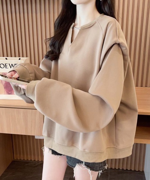 SallyLunn（サリーラン）の「キーネックトレーナー（スウェット・レディース・ベージュ/ホワイト/スミクロ・LARGE/MEDIUM）」の8枚目の写真