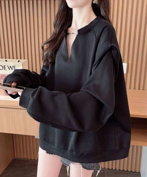 SallyLunn（サリーラン）の「キーネックトレーナー（スウェット・レディース・ベージュ/ホワイト/スミクロ・LARGE/MEDIUM）」の5枚目の写真