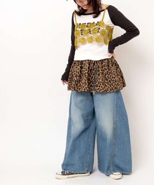 RNA（アールエヌエー）の「G1103 レオパードZIPギャザーミニ（スカート・レディース・アイボリー/ベージュ・MEDIUM）」の2枚目の写真