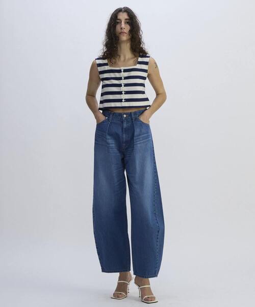 CURRENTAGE（カレンテージ）の「Denim Barrel Pants（デニムパンツ・レディース・インディゴブルー/ホワイト・2/1）」の3枚目の写真
