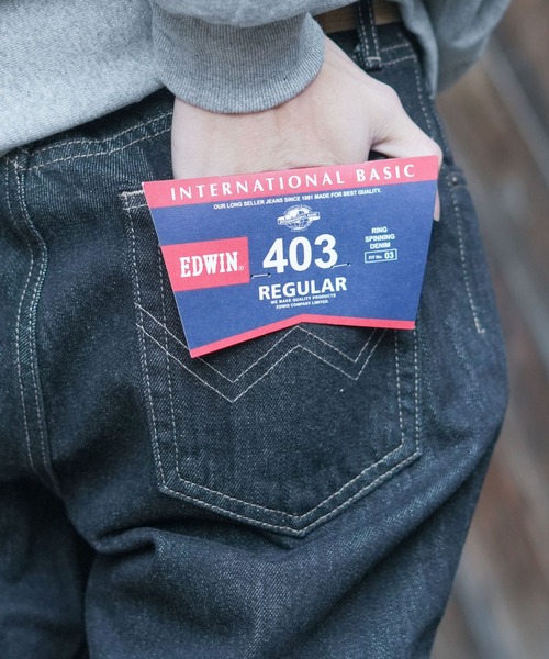 EDWIN(エドウィン)の「【EDWIN/エドウィン 403】【誇りの日本製・13.75oz】403 スタンダードストレート ブラック 原点回帰のRING糸(デニムパンツ・メンズ・ブラック・33inch/32inch/31inch/30inch/29inch/28inch/36inch/35inch/34inch)」の1枚目の写真