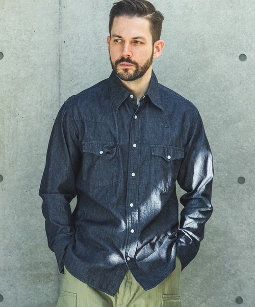 MR.OLIVE（ミスターオリーブ）の「RINSE WASH 6oz SUPER LIGHT DENIM / WESTERN SHIRTS /M261106（シャツ/ブラウス・メンズ・ブラック/インディゴブルー・MEDIUM/LARGE）」の2枚目の写真