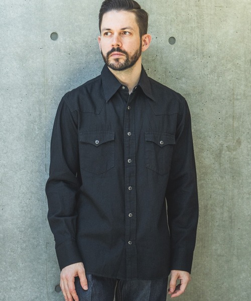 MR.OLIVE（ミスターオリーブ）の「RINSE WASH 6oz SUPER LIGHT DENIM / WESTERN SHIRTS /M261106（シャツ/ブラウス・メンズ・ブラック/インディゴブルー・MEDIUM/LARGE）」の3枚目の写真