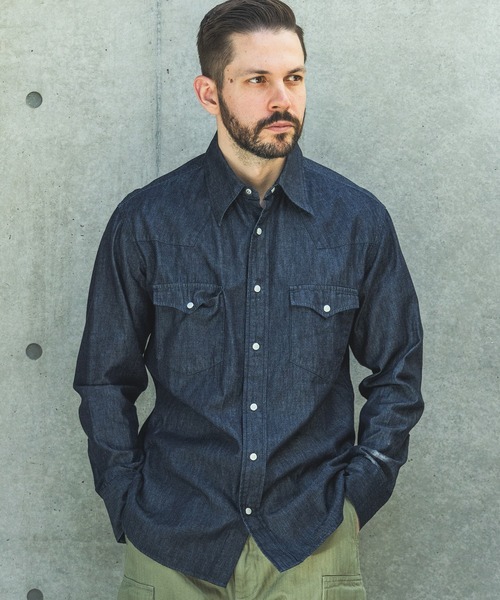 MR.OLIVE（ミスターオリーブ）の「RINSE WASH 6oz SUPER LIGHT DENIM / WESTERN SHIRTS /M261106（シャツ/ブラウス・メンズ・ブラック/インディゴブルー・MEDIUM/LARGE）」の5枚目の写真