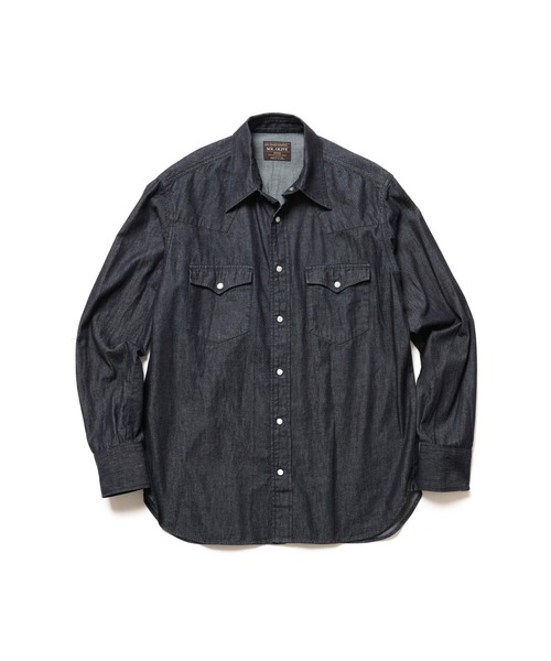 MR.OLIVE（ミスターオリーブ）の「RINSE WASH 6oz SUPER LIGHT DENIM / WESTERN SHIRTS /M261106（シャツ/ブラウス・メンズ・ブラック/インディゴブルー・MEDIUM/LARGE）」の6枚目の写真