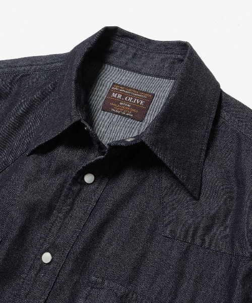 MR.OLIVE（ミスターオリーブ）の「RINSE WASH 6oz SUPER LIGHT DENIM / WESTERN SHIRTS /M261106（シャツ/ブラウス・メンズ・ブラック/インディゴブルー・MEDIUM/LARGE）」の9枚目の写真