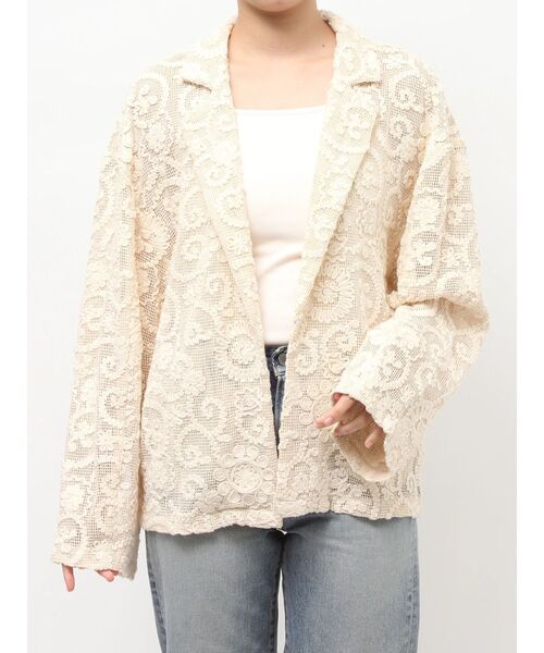 Ungrid（アングリッド）の「レーステーラードジャケット（テーラードジャケット・レディース・ブラック/アイボリー・FREE）」の3枚目の写真