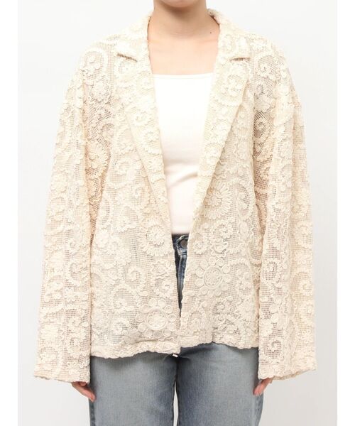 Ungrid（アングリッド）の「レーステーラードジャケット（テーラードジャケット・レディース・ブラック/アイボリー・FREE）」の4枚目の写真