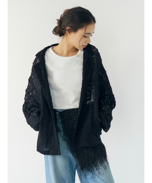 Ungrid（アングリッド）の「レーステーラードジャケット（テーラードジャケット・レディース・ブラック/アイボリー・FREE）」の2枚目の写真