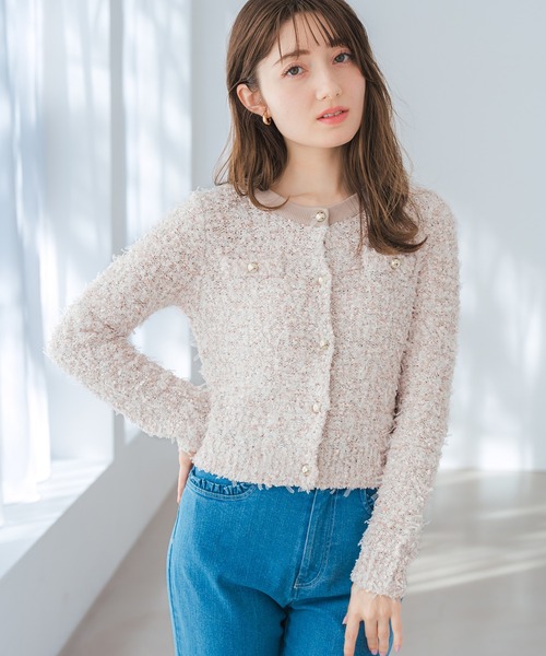 2026春夏新作 ミックステープツイードニットジャケット（カーディガン