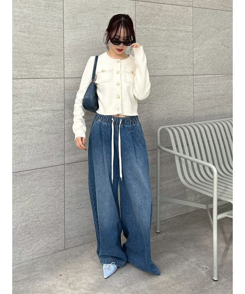 LILY BROWN（リリーブラウン）の「【WEB限定00サイズ】ワイドレッグイージーデニムパンツ（デニムパンツ・レディース・ブラック/ブルー/レッド・0/1）」の21枚目の写真