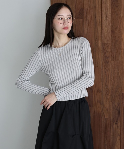 J by blue(ジェイバイブルー)の「ショートリブニット(ニット/セーター・レディース・ブラック/グリーン/グレー・MEDIUM)」の17枚目の写真